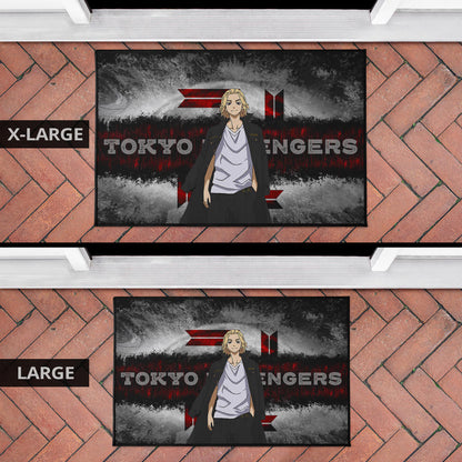 Tokyo Revengers Anime Cool Mikey Smiling Red And Grey Door Mat Home Decor