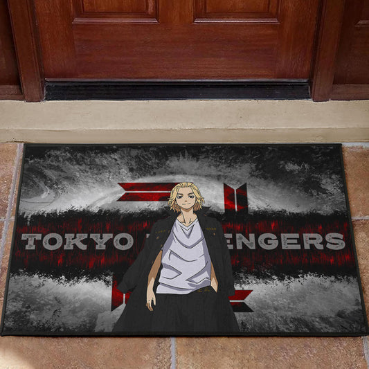 Tokyo Revengers Anime Cool Mikey Smiling Red And Grey Door Mat Home Decor