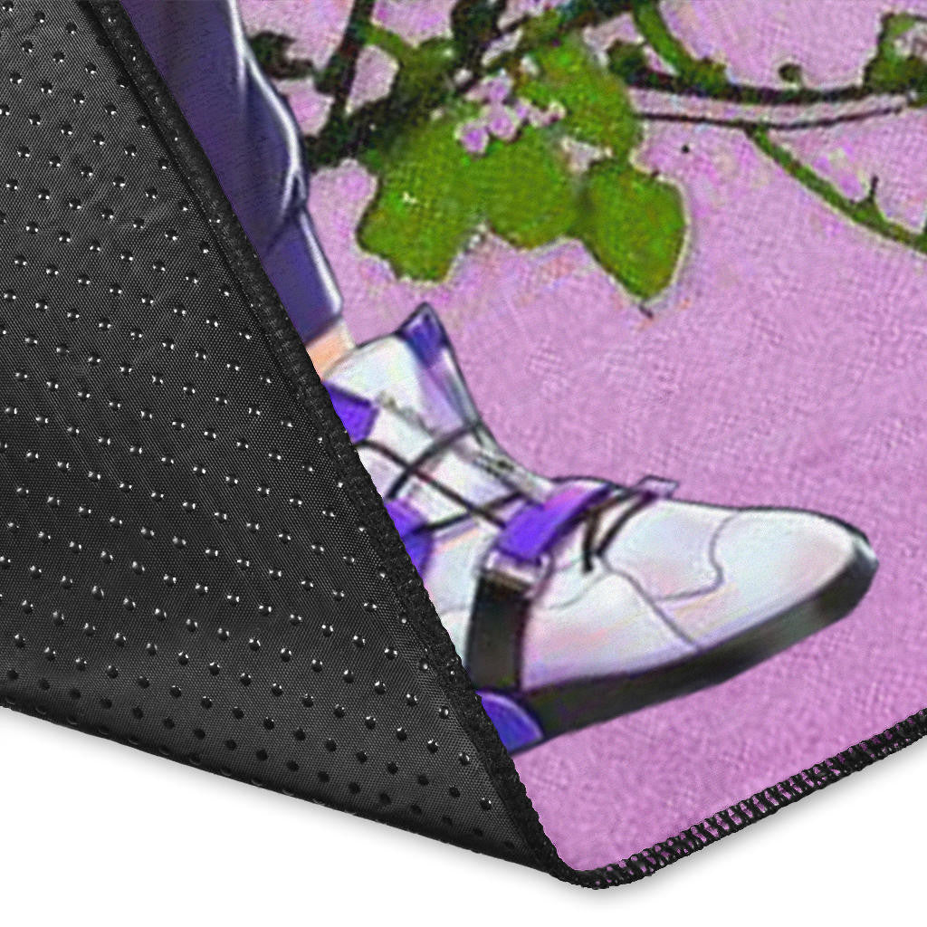 Demon Slayer Anime Shinobu Wearing Modern Clothes Purple Theme Area Rug Home Decor