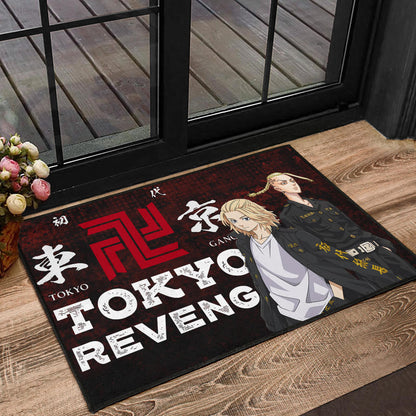 Tokyo Revengers Anime Mikey And Draken Portrait Black And Red Theme Door Mat Home Decor