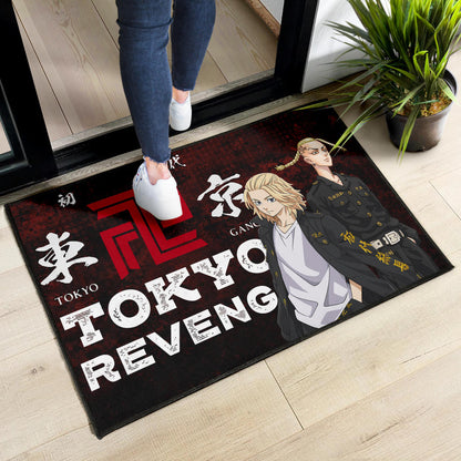 Tokyo Revengers Anime Mikey And Draken Portrait Black And Red Theme Door Mat Home Decor