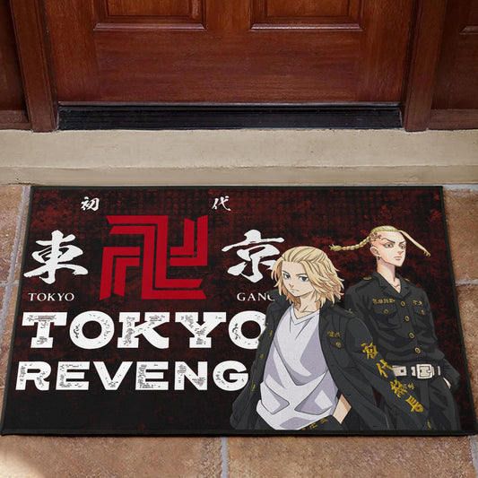 Tokyo Revengers Anime Mikey And Draken Portrait Black And Red Theme Door Mat Home Decor