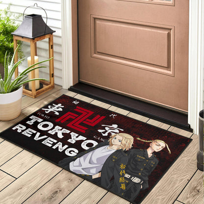 Tokyo Revengers Anime Mikey And Draken Portrait Black And Red Theme Door Mat Home Decor