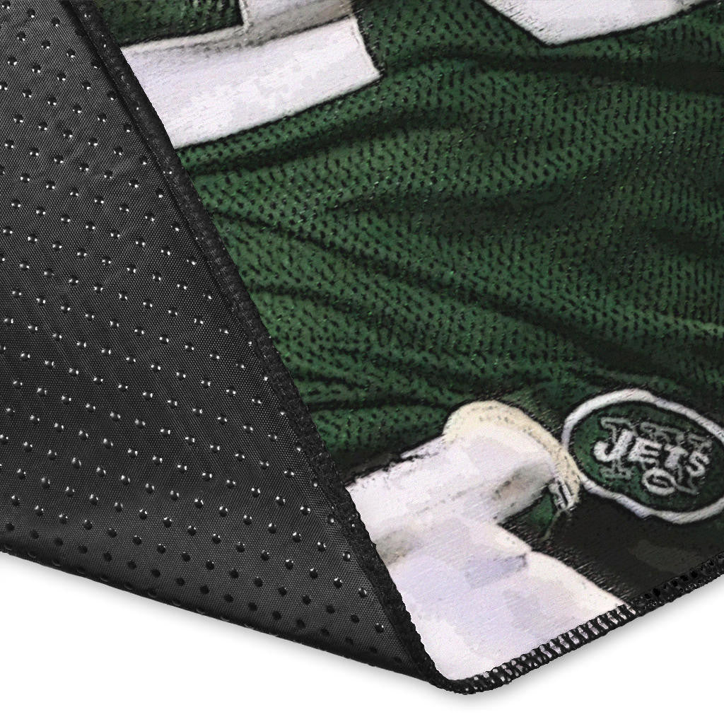 New York American Football Jets Football Player 20 Grab Rugby Ball Running Green Area Rug Home Decor
