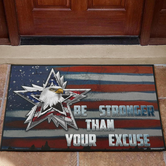 US Independence Day Eagle Emerging From Stars Be Stronger Than Excuse Door Mat Home Decor