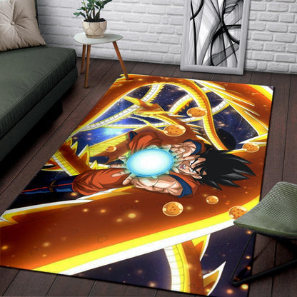 Dragon Ball Anime DB Goku Fighting With Golden Shenron Dragon Area Rug Home Decor