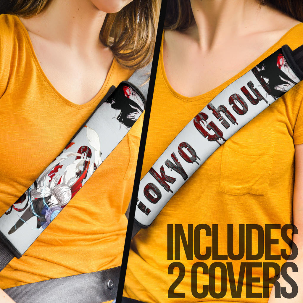 Tokyo Ghoul Anime Arima White Hair Power TG Text Seat Belt Covers