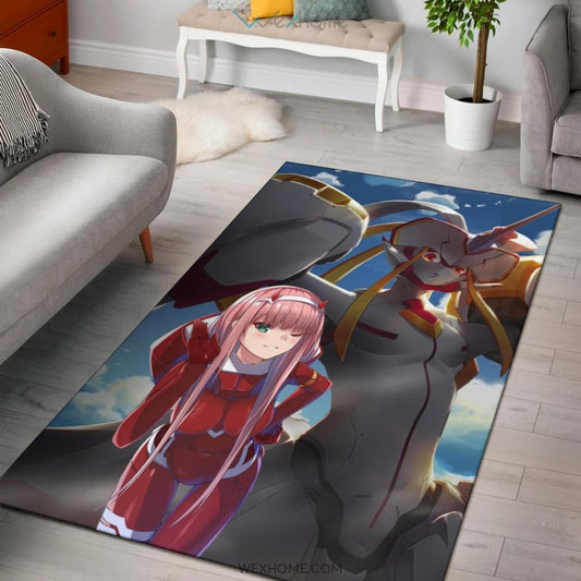Darling In The Franxx Anime Zero Two With Darling Strelitzia Shadow Face Area Rug Home Decor