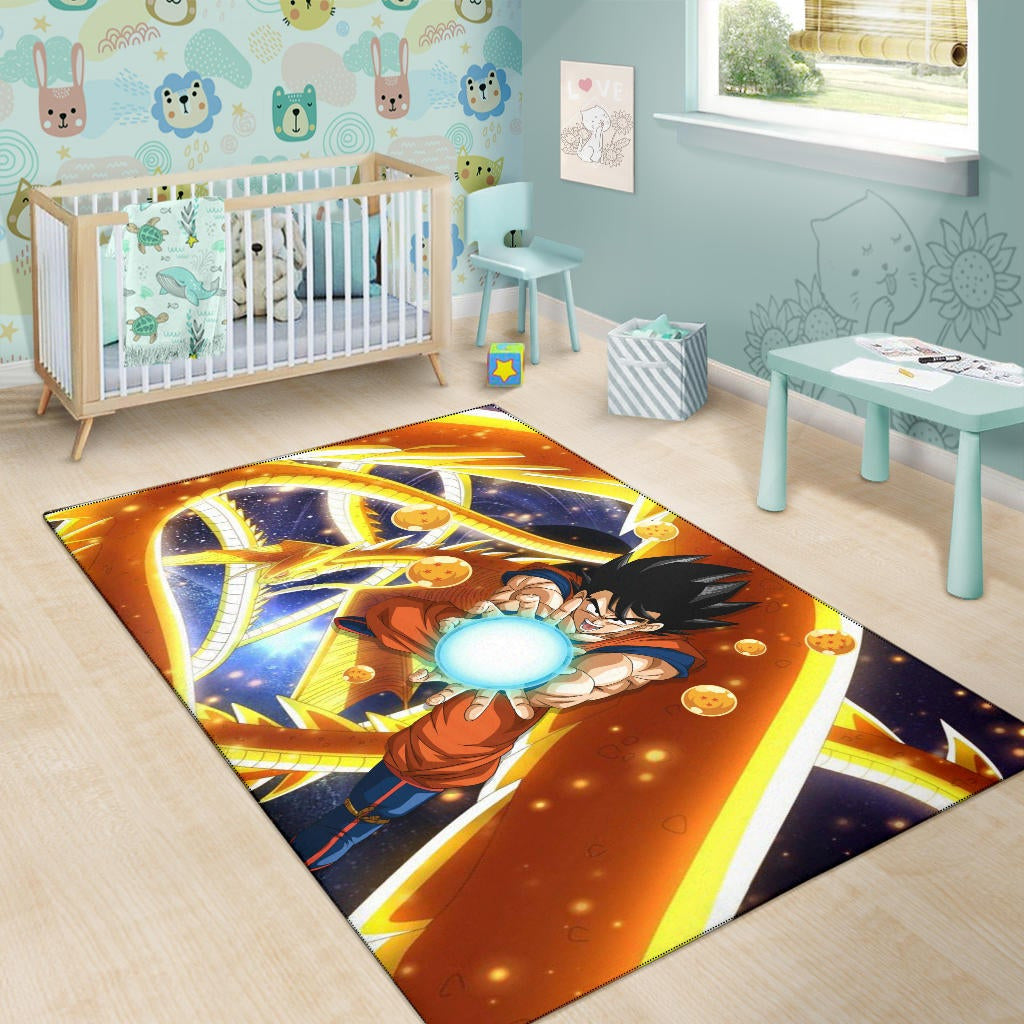 Dragon Ball Anime DB Goku Fighting With Golden Shenron Dragon Area Rug Home Decor