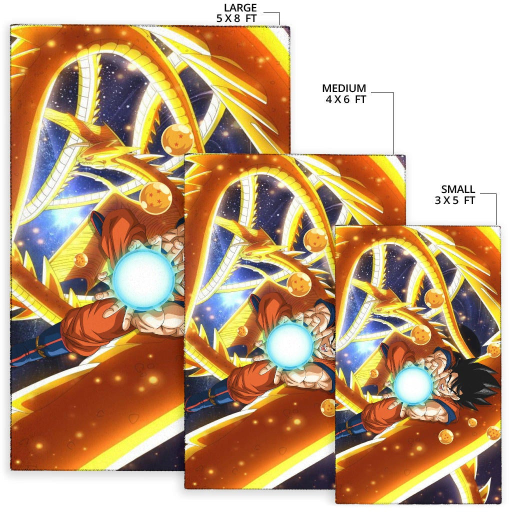 Dragon Ball Anime DB Goku Fighting With Golden Shenron Dragon Area Rug Home Decor