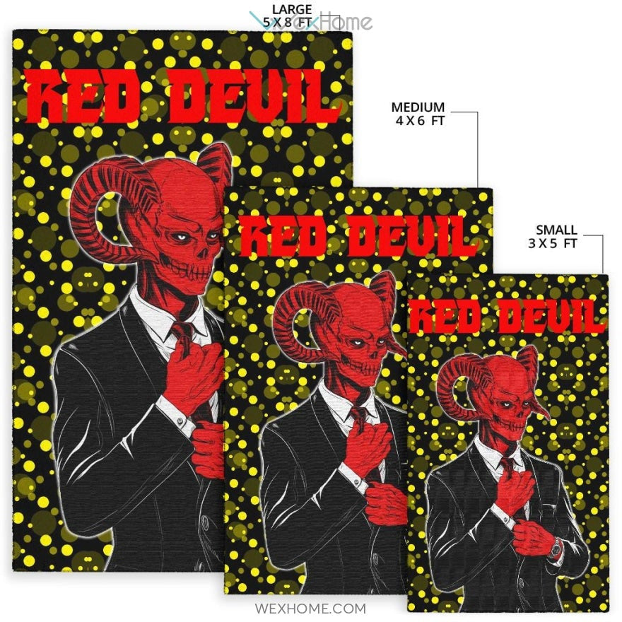 Horror Movie Red Devil Wearing Suit Area Rug Home Decor