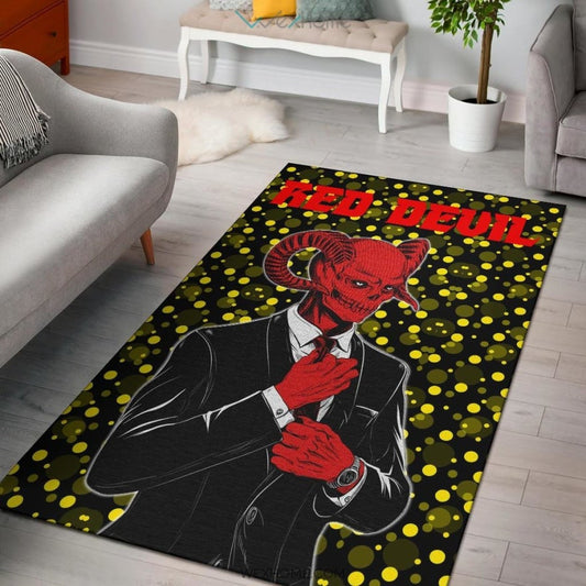 Horror Movie Red Devil Wearing Suit Area Rug Home Decor