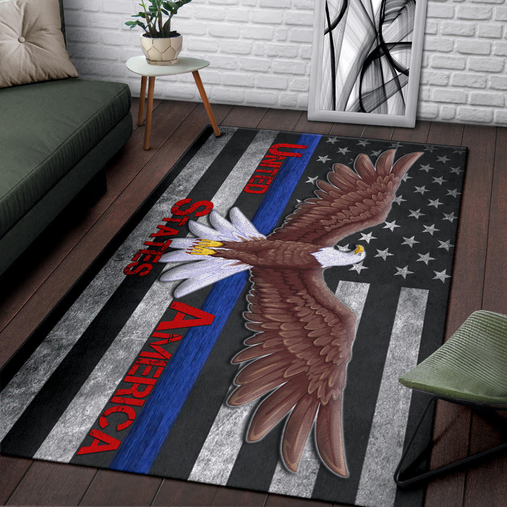 US Independence Day Bald Eagle Flying Black White US Flag Area Rug Home Decor