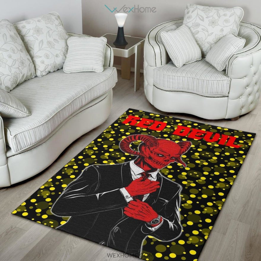 Horror Movie Red Devil Wearing Suit Area Rug Home Decor