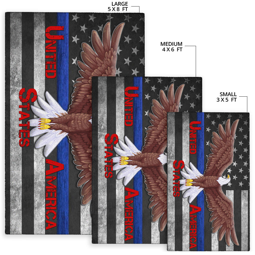 US Independence Day Bald Eagle Flying Black White US Flag Area Rug Home Decor