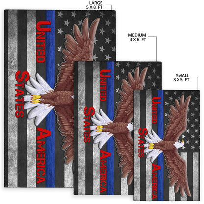 US Independence Day Bald Eagle Flying Black White US Flag Area Rug Home Decor