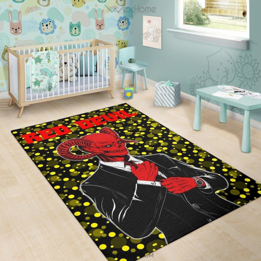 Horror Movie Red Devil Wearing Suit Area Rug Home Decor