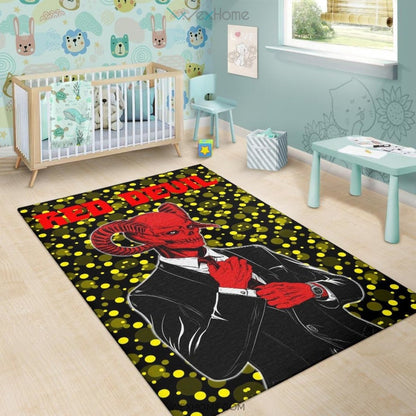 Horror Movie Red Devil Wearing Suit Area Rug Home Decor