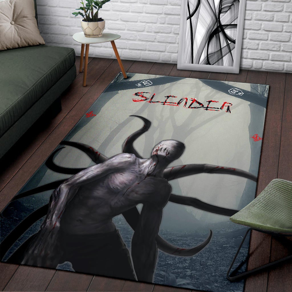 Horror Movie Slender Man In The Forest Fanart Area Rug Home Decor