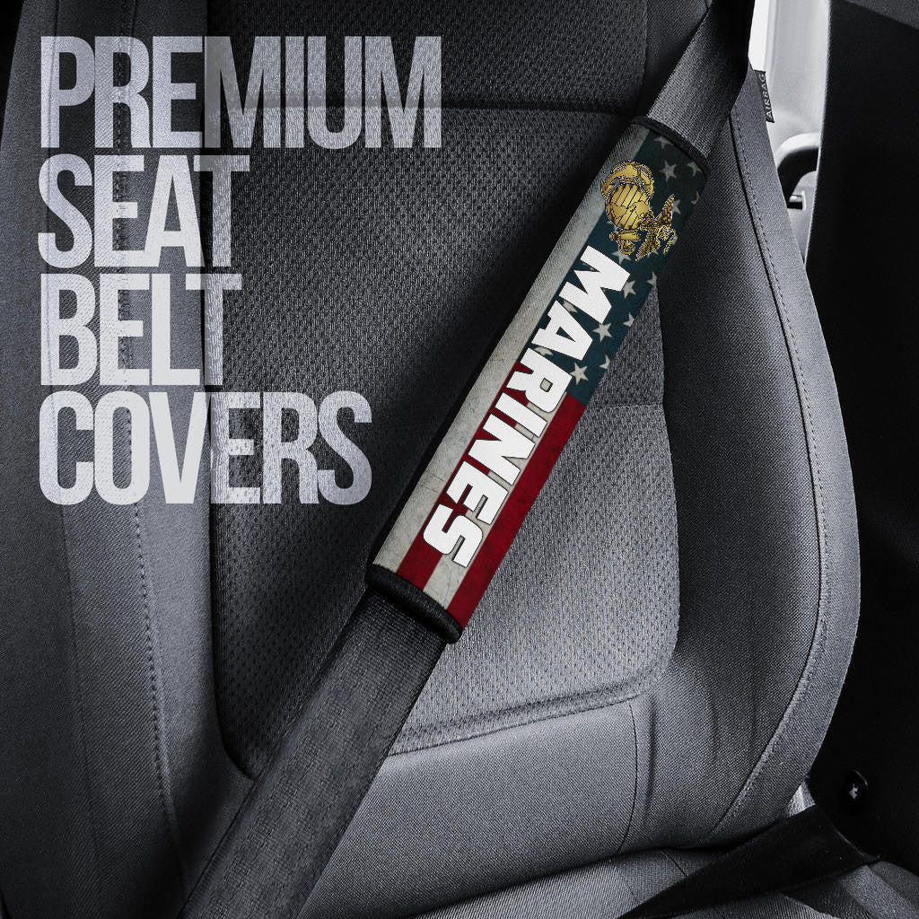 US Independence Day Bald Eagle Marines US Flag Seat Belt Covers