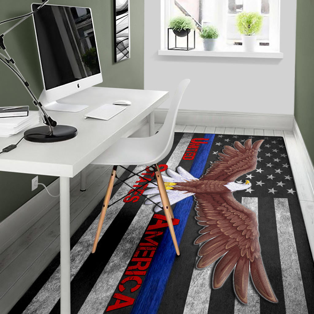 US Independence Day Bald Eagle Flying Black White US Flag Area Rug Home Decor