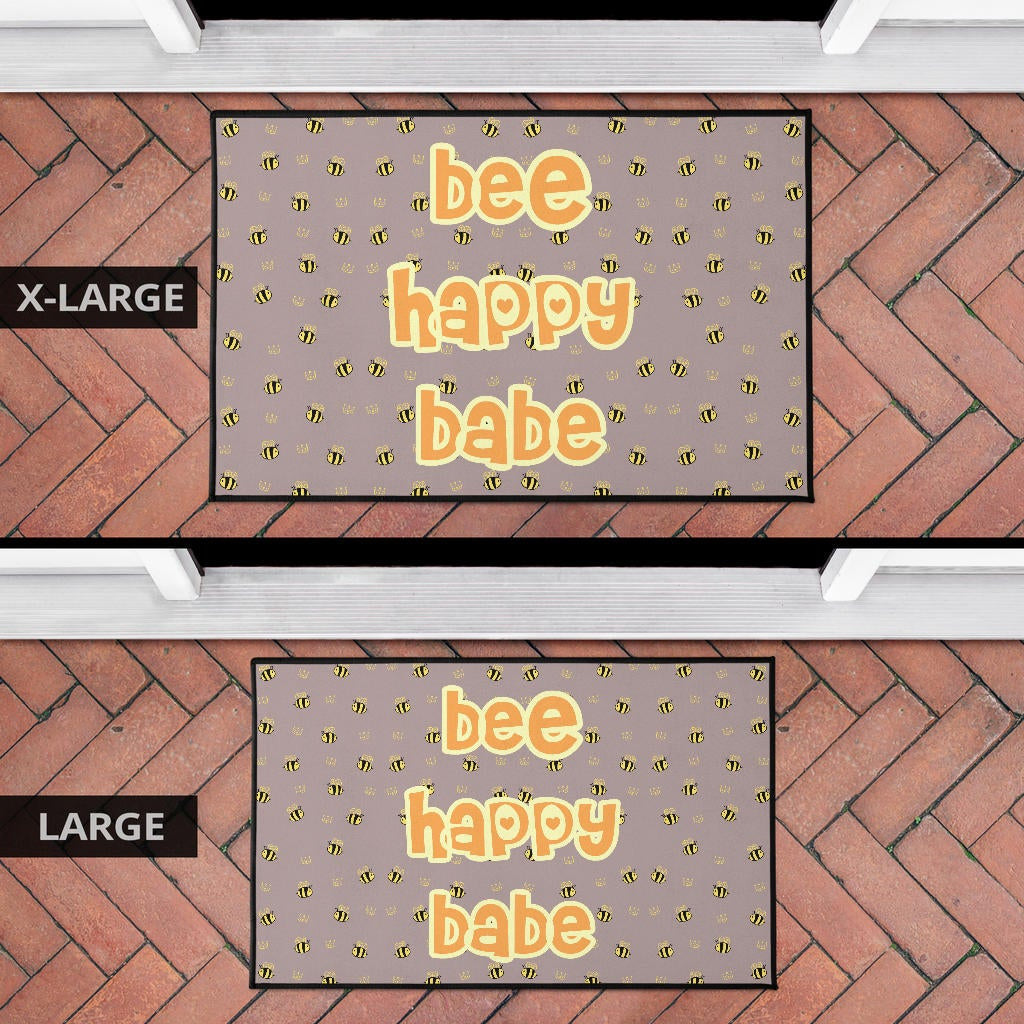 Bee Happy Babe Cute Tiny Patterns Door Mat Home Decor
