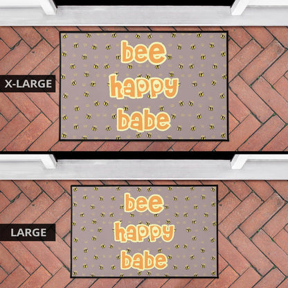 Bee Happy Babe Cute Tiny Patterns Door Mat Home Decor