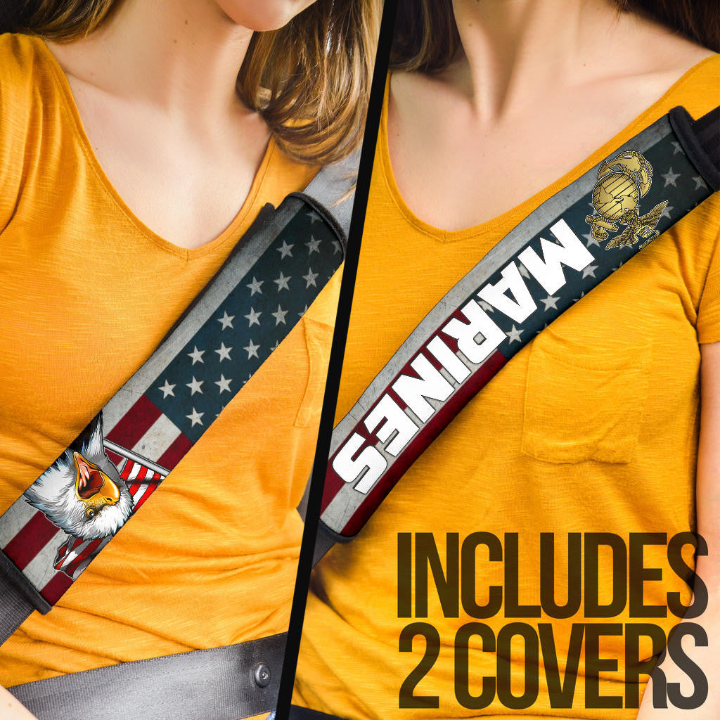 US Independence Day Bald Eagle Marines US Flag Seat Belt Covers