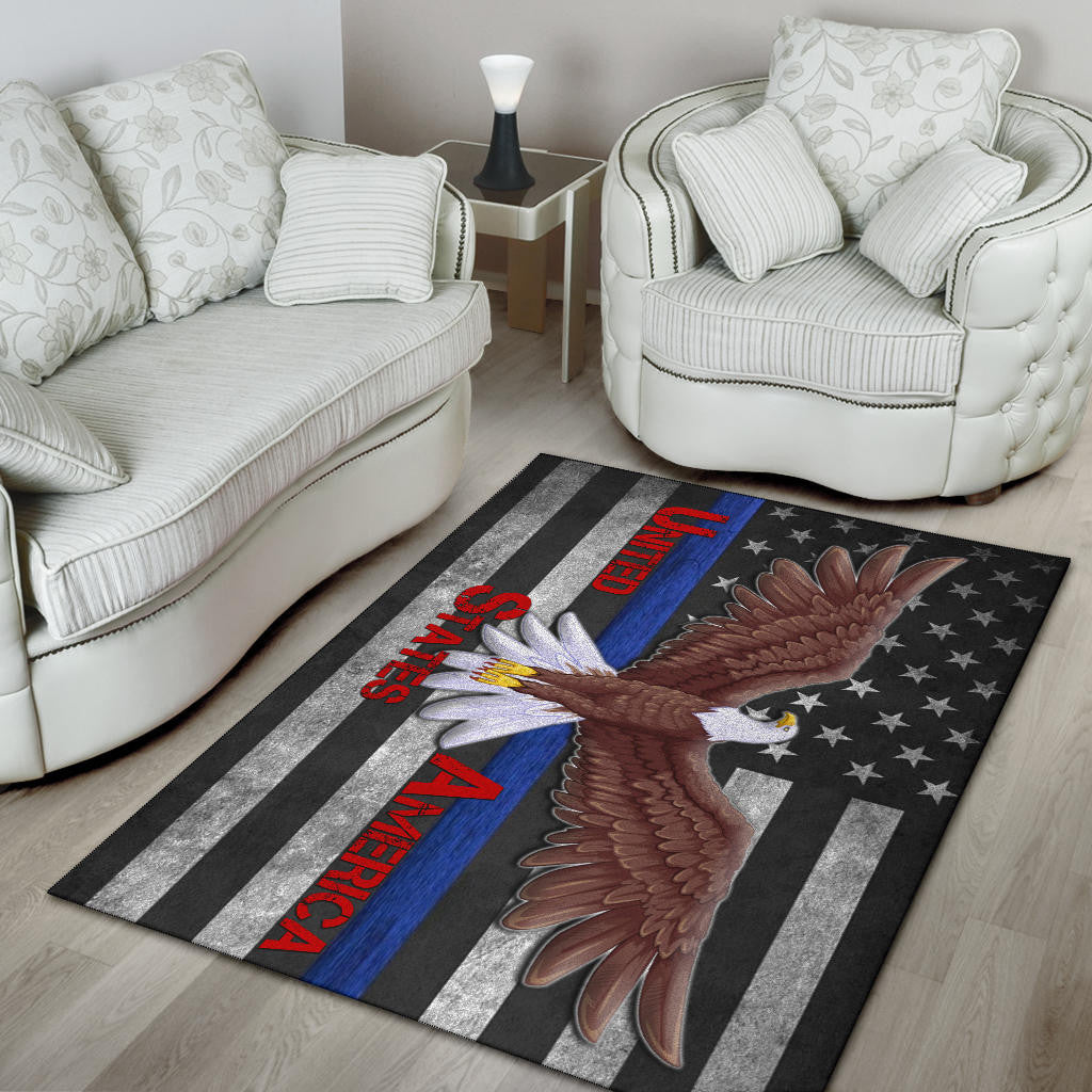 US Independence Day Bald Eagle Flying Black White US Flag Area Rug Home Decor