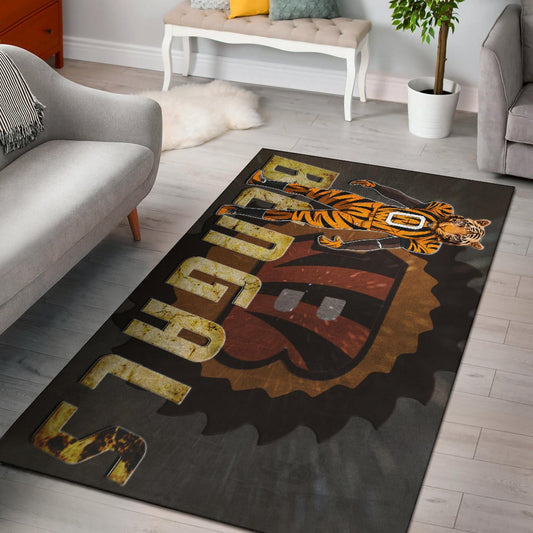 Cincinnati Bengals American Football Bengals Player Wearing Tiger Suit Bengal Head Area Rug Home Decor