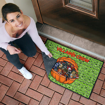Horror Movie Villains Crew In Pumpkin Green Patterns Door Mat Home Decor