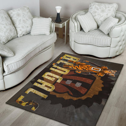 Cincinnati Bengals American Football Bengals Player Wearing Tiger Suit Bengal Head Area Rug Home Decor