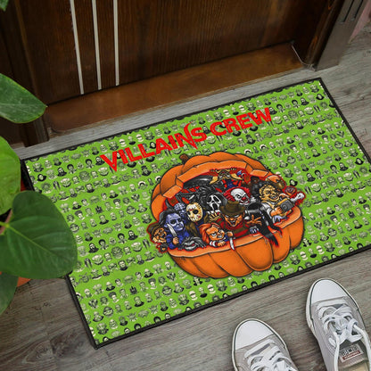 Horror Movie Villains Crew In Pumpkin Green Patterns Door Mat Home Decor