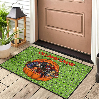 Horror Movie Villains Crew In Pumpkin Green Patterns Door Mat Home Decor