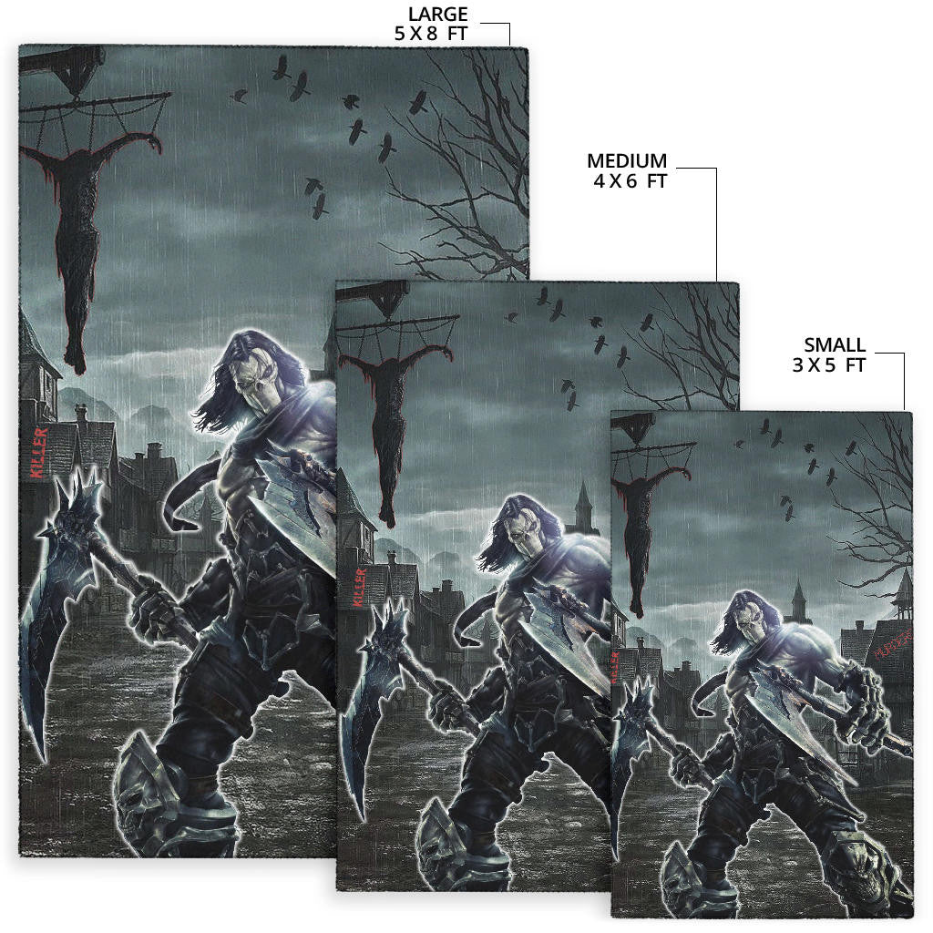Horror Movie Thanatos With Skull Face Scary Night Area Rug Home Decor