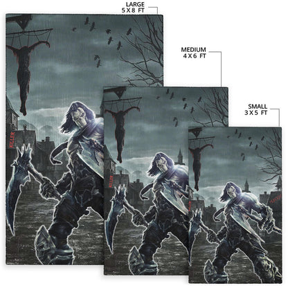 Horror Movie Thanatos With Skull Face Scary Night Area Rug Home Decor