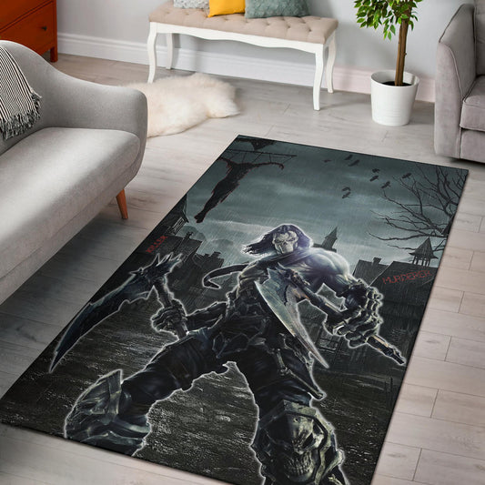 Horror Movie Thanatos With Skull Face Scary Night Area Rug Home Decor