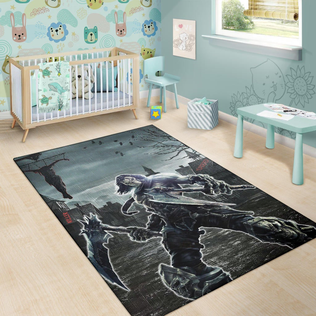 Horror Movie Thanatos With Skull Face Scary Night Area Rug Home Decor