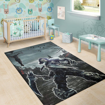 Horror Movie Thanatos With Skull Face Scary Night Area Rug Home Decor