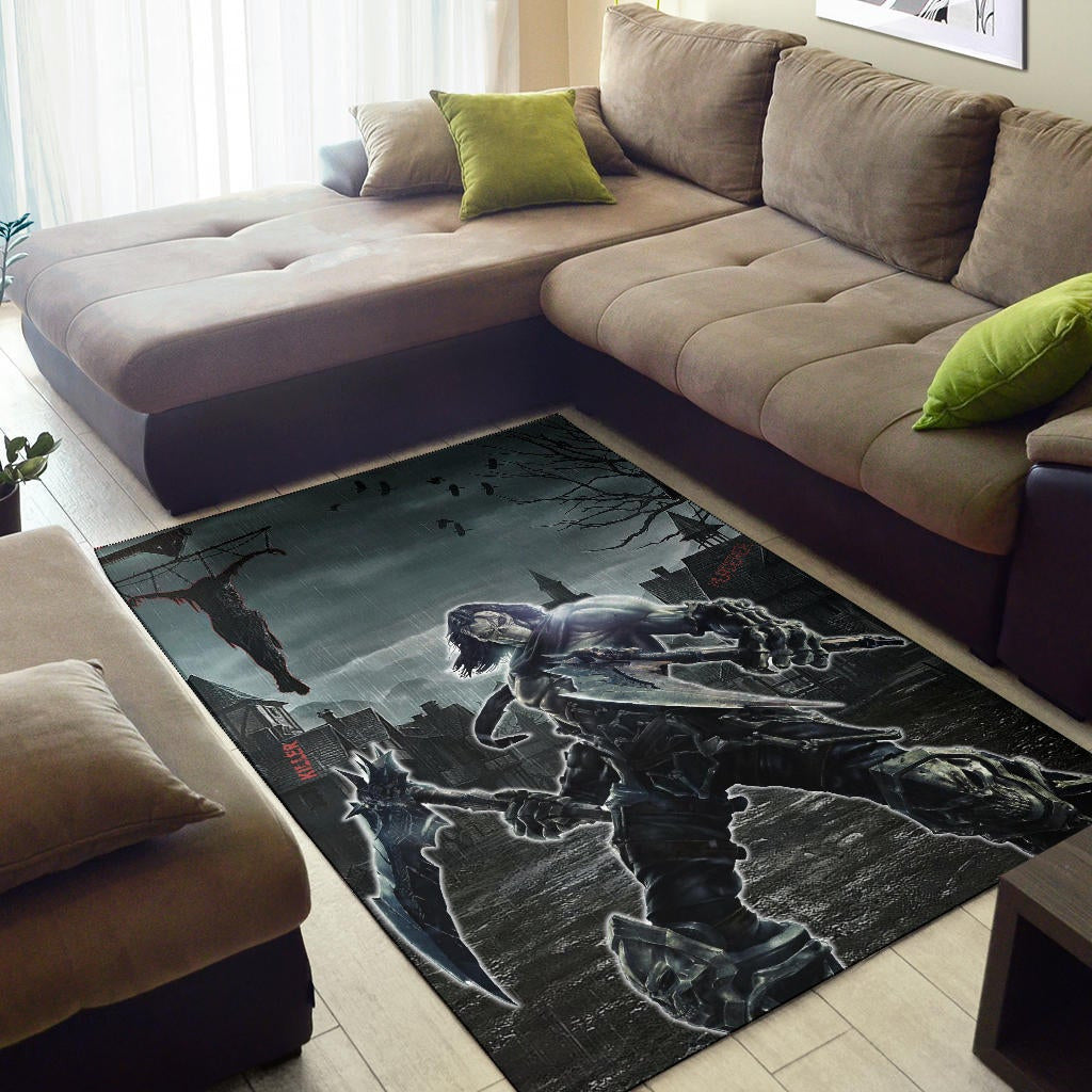 Horror Movie Thanatos With Skull Face Scary Night Area Rug Home Decor