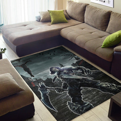 Horror Movie Thanatos With Skull Face Scary Night Area Rug Home Decor