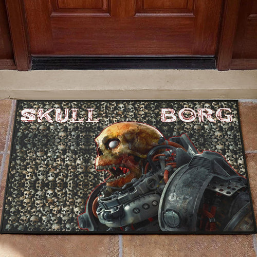 Horror Movie Robot Skullborg Skull Background Door Mat Home Decor