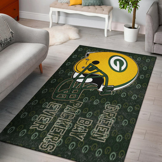 Green Bay American Football Packers Packers Ever Yellow Vintage G Helmet Area Rug Home Decor