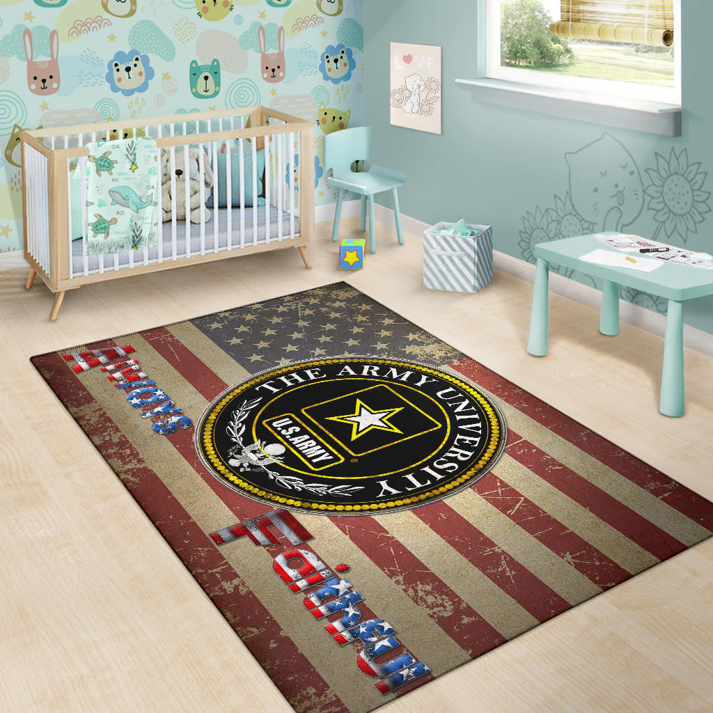 US Independence Day US Army University Always Faithful Area Rug Home Decor