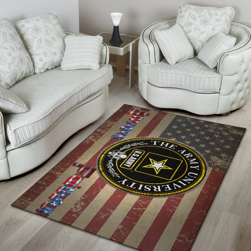US Independence Day US Army University Always Faithful Area Rug Home Decor