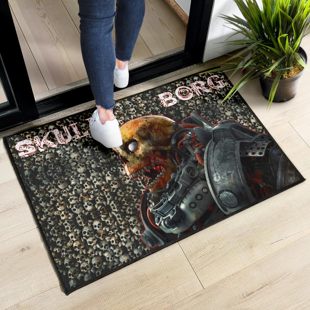 Horror Movie Robot Skullborg Skull Background Door Mat Home Decor