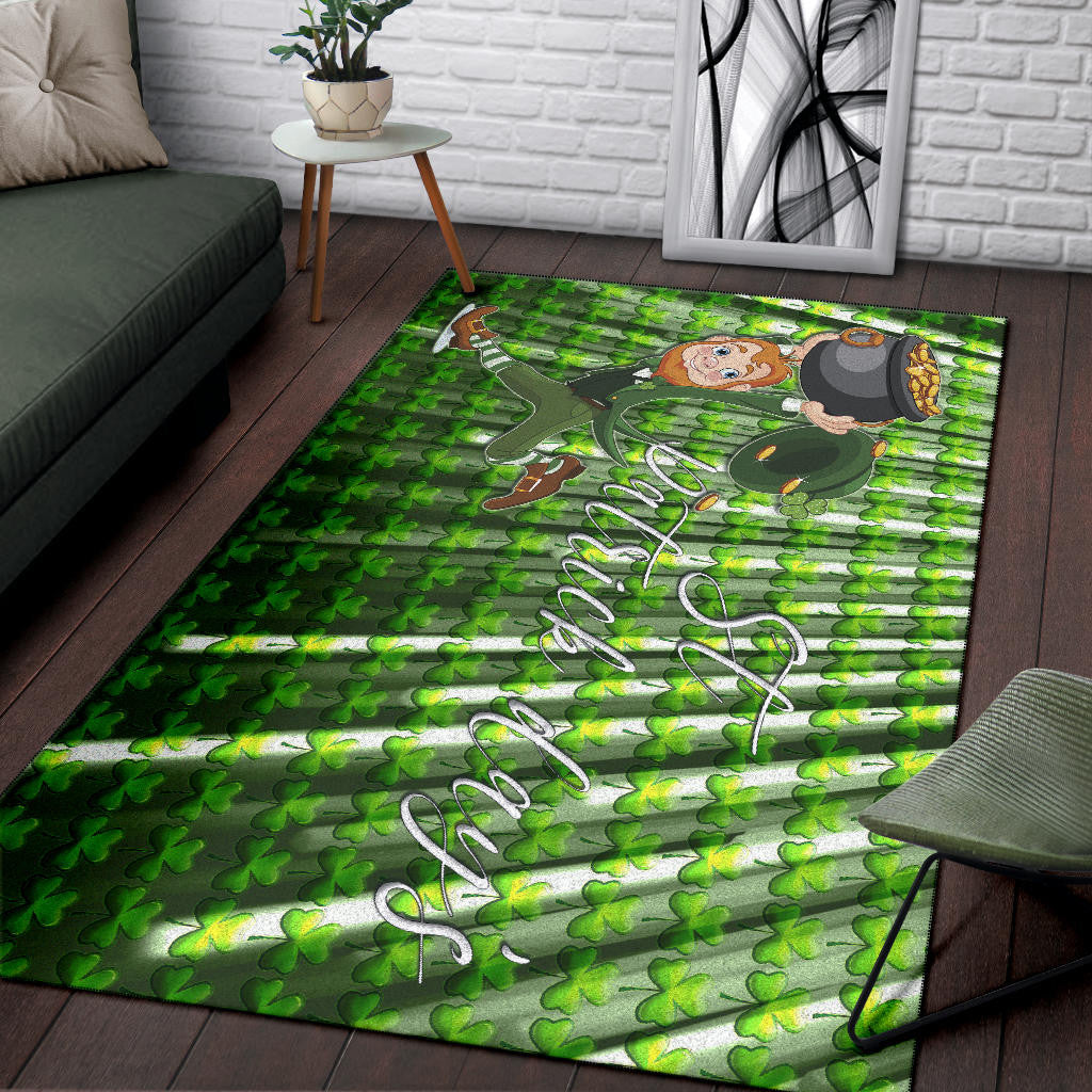 Saint Patrick's Leprechauns Stealing Pot Of Gold Coins Area Rug Home Decor