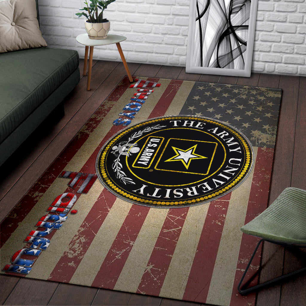 US Independence Day US Army University Always Faithful Area Rug Home Decor