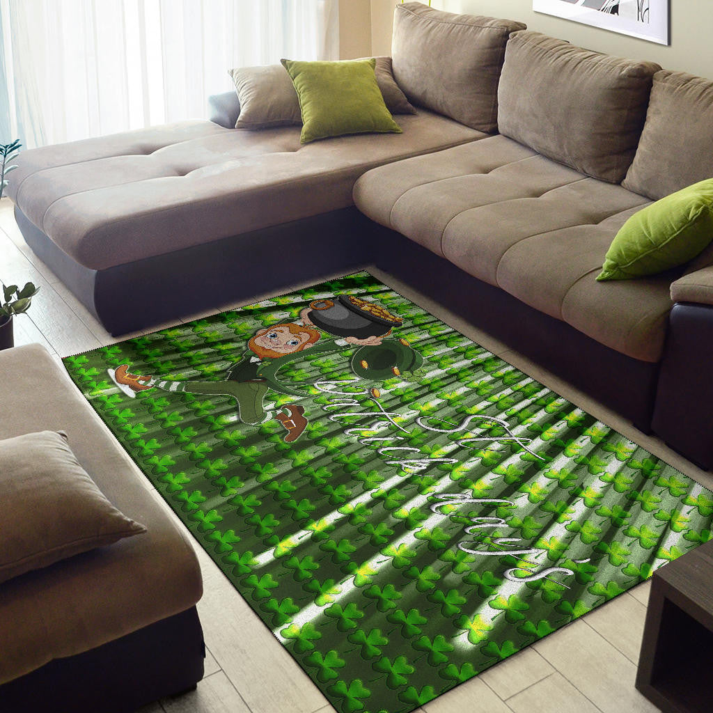 Saint Patrick's Leprechauns Stealing Pot Of Gold Coins Area Rug Home Decor