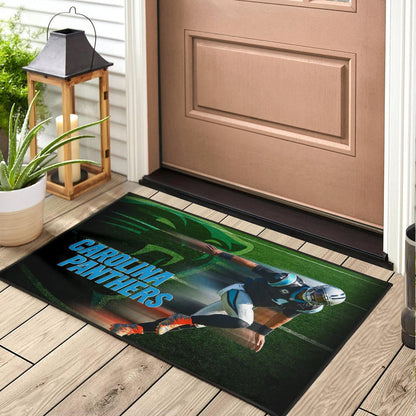 Carolina Panthers American Football Cam Newton Running Lightning Speed Door Mat Home Decor